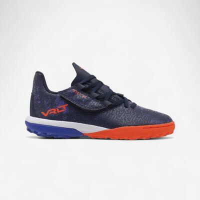 Botas de fútbol multitacos Niño velcro Viralto I Easy TF Naranja y azul