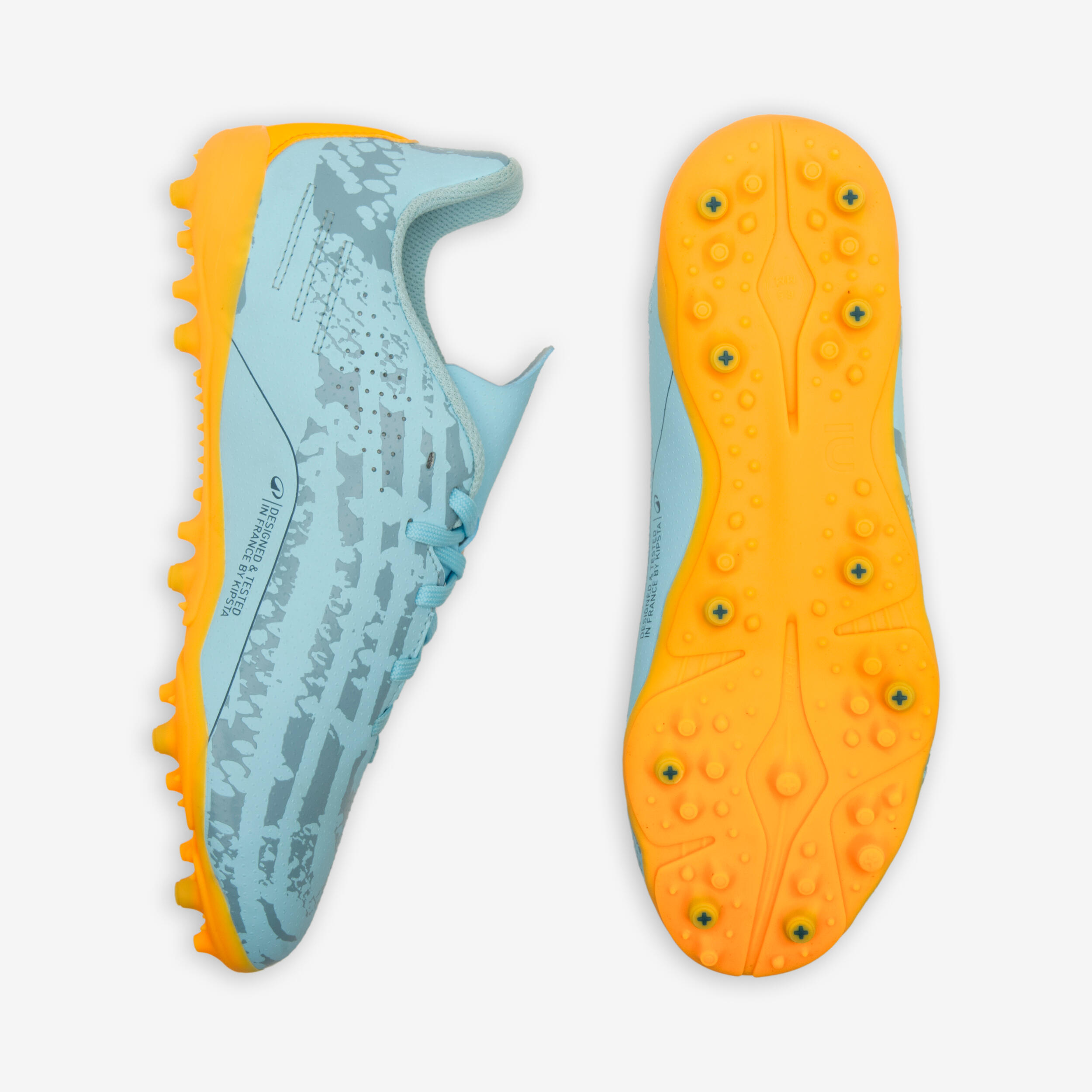 BOTAS DE FÚTBOL NIÑO CON CORDONES VIRALTO I MG/AG AZUL CLARO 8/10