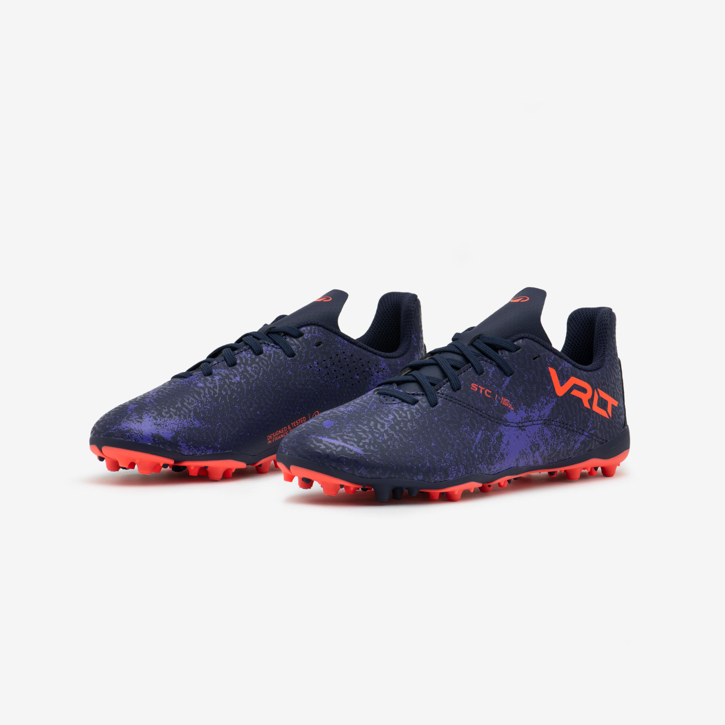 Chaussures de soccer  enfant a lacets, Viralto I MG/AG bleu 2/9