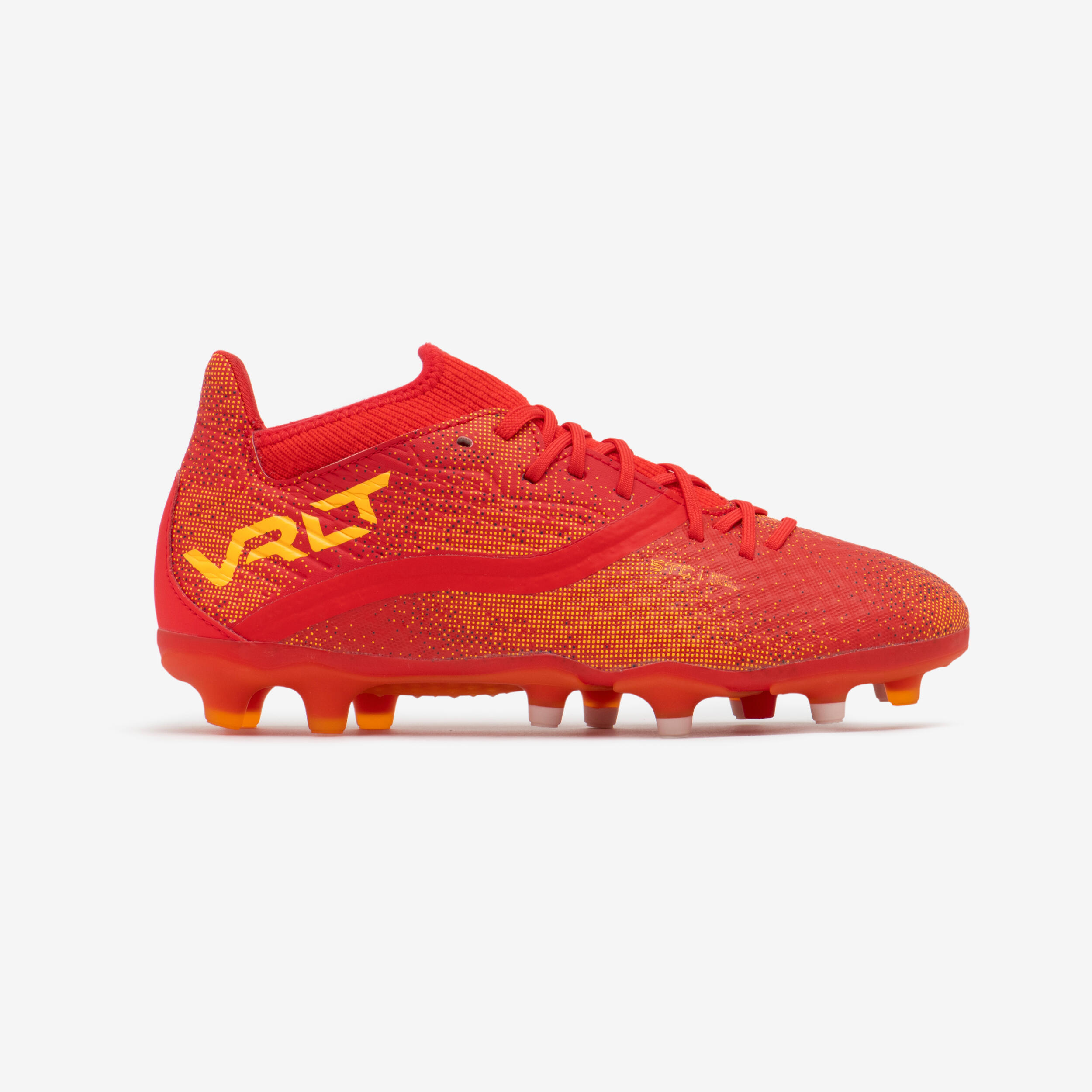 Chaussures de football enfant a lacets viralto iii fg rouges KIPSTA
