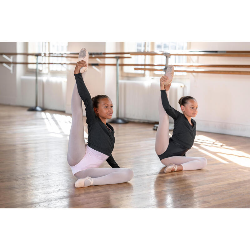 Demi-pointes en cuir de danse classique semelle entière enfant, rose