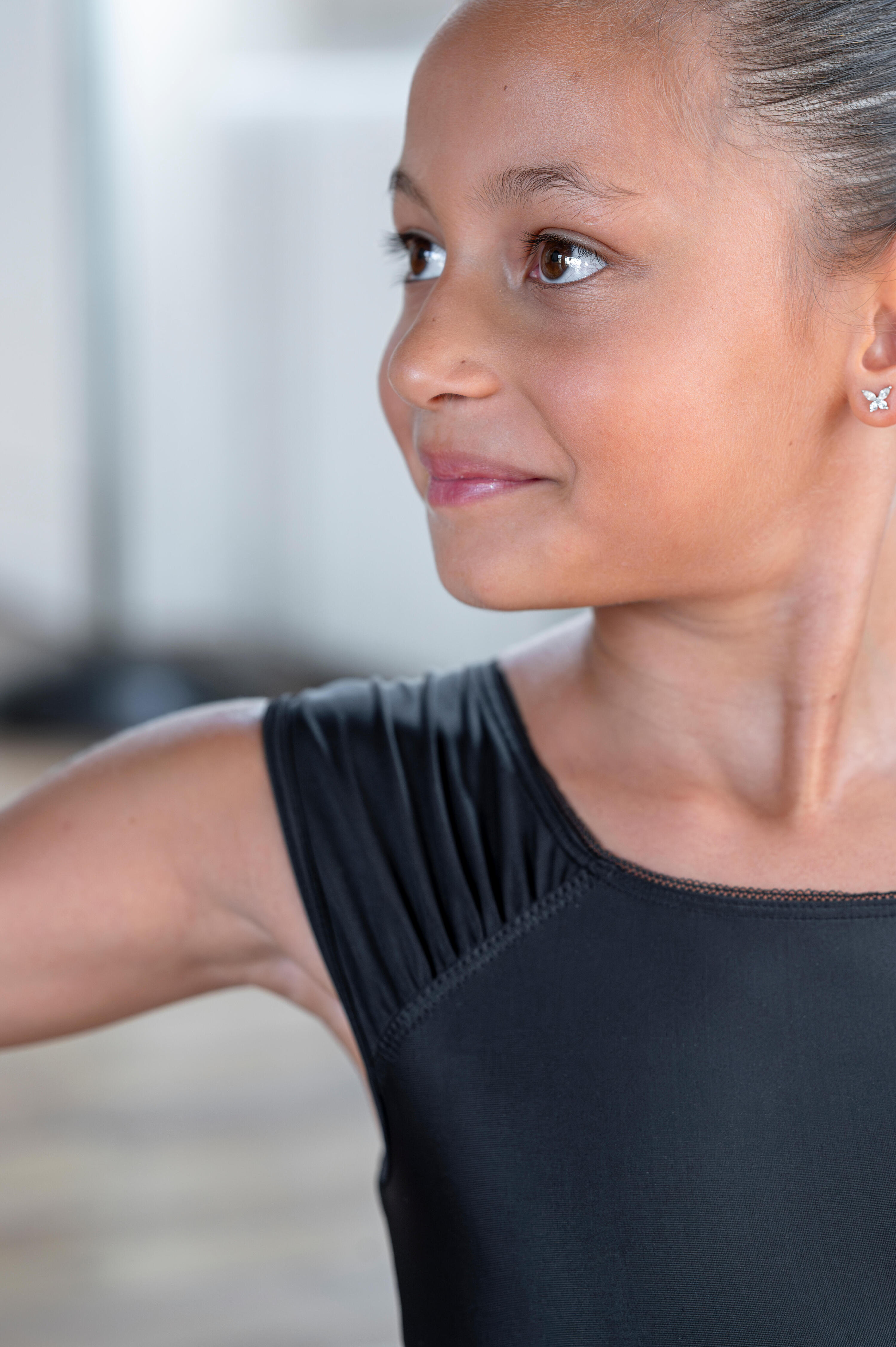 Justaucorps danse classique noir manches courtes fille 7/8