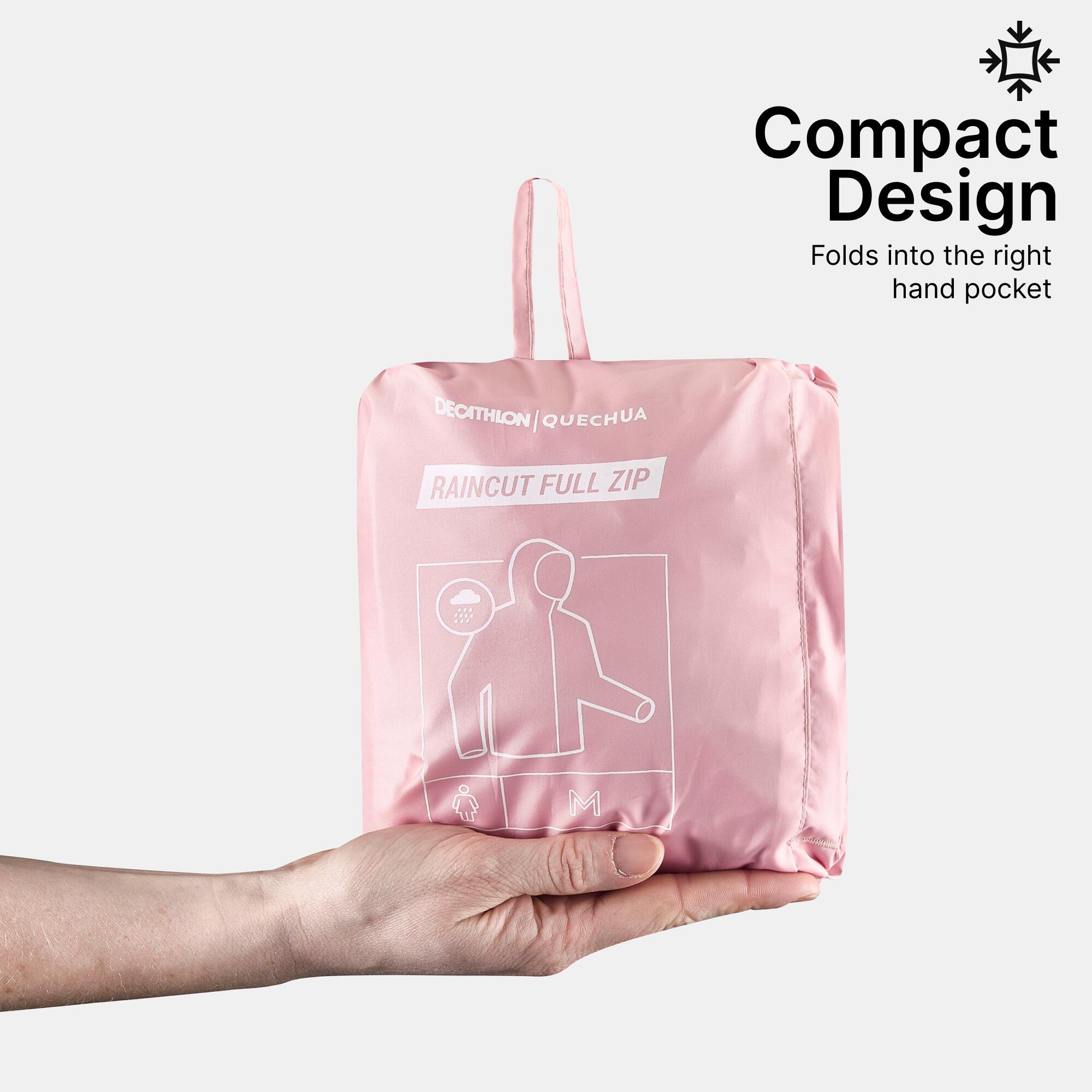 Women Full Zip Rain Jacket with Storage Pouch Pink - NH100