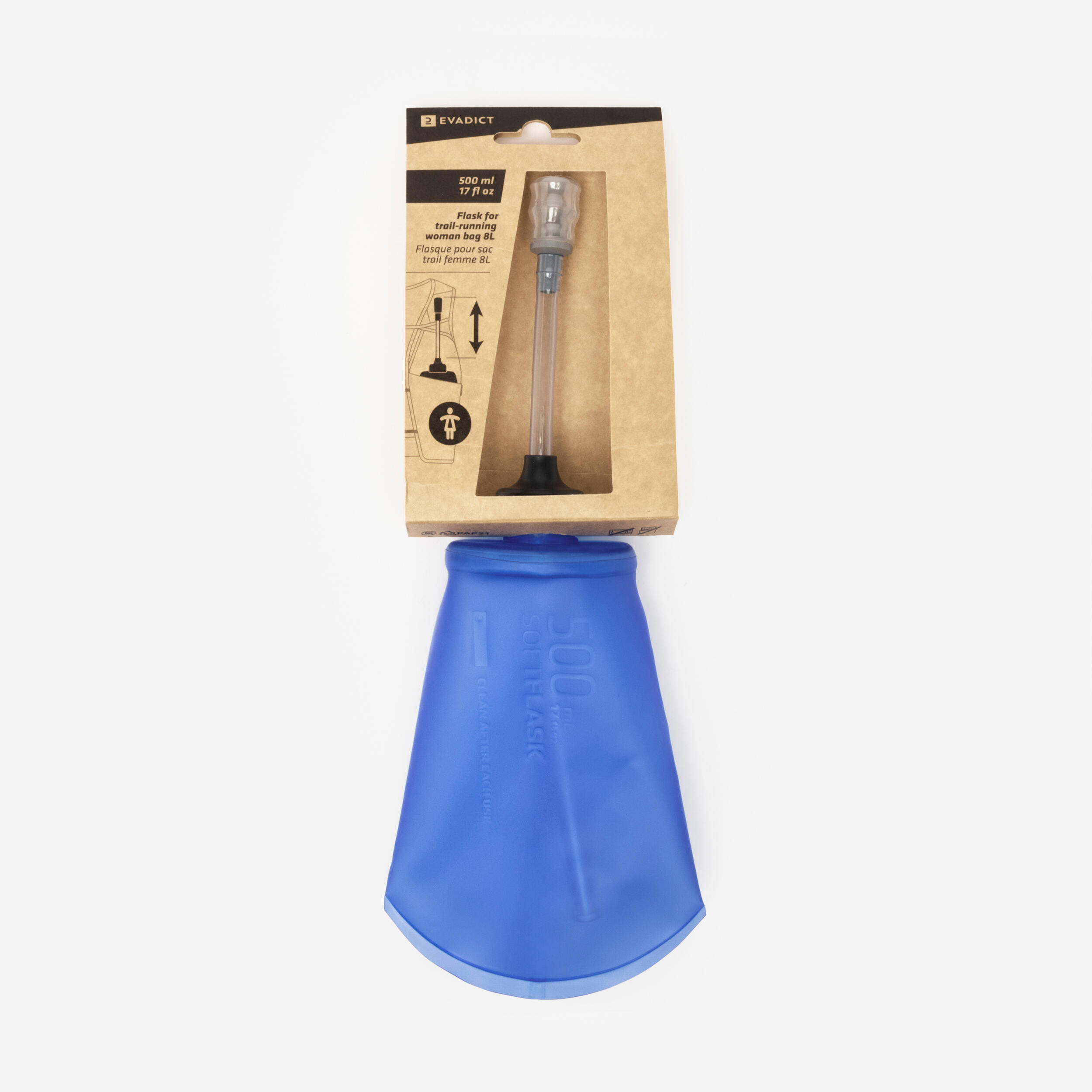 Flask 500ML com Pipeta para Mochila de Trail Running Kiprun 8L Mulher Turquesa 7/7