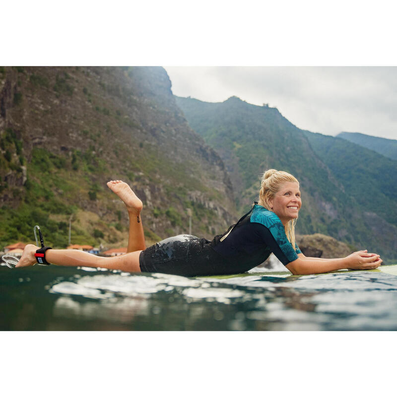 Shorty de surf 500 1,5mm back zip manches courtes Femme  - Mirage Noir