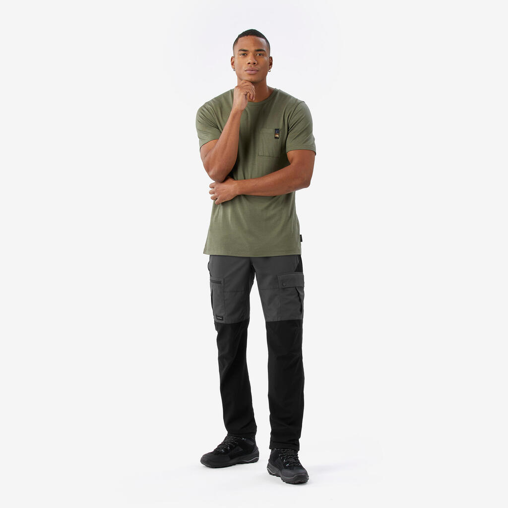 Majica kratkih rukava od 100% merino vune muška - crna