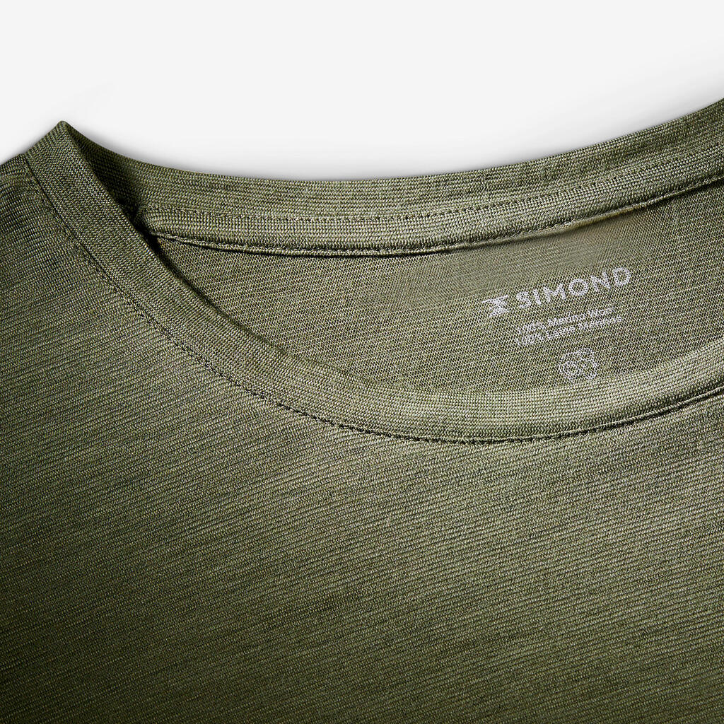Ανδρικό κοντομάνικο t-shirt πεζοπορίας από 100% μαλλί merino - Μαύρο