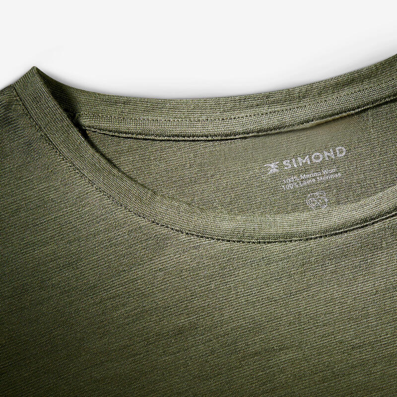 T-shirt 100 % lã de merino homem, Merino 100% caqui