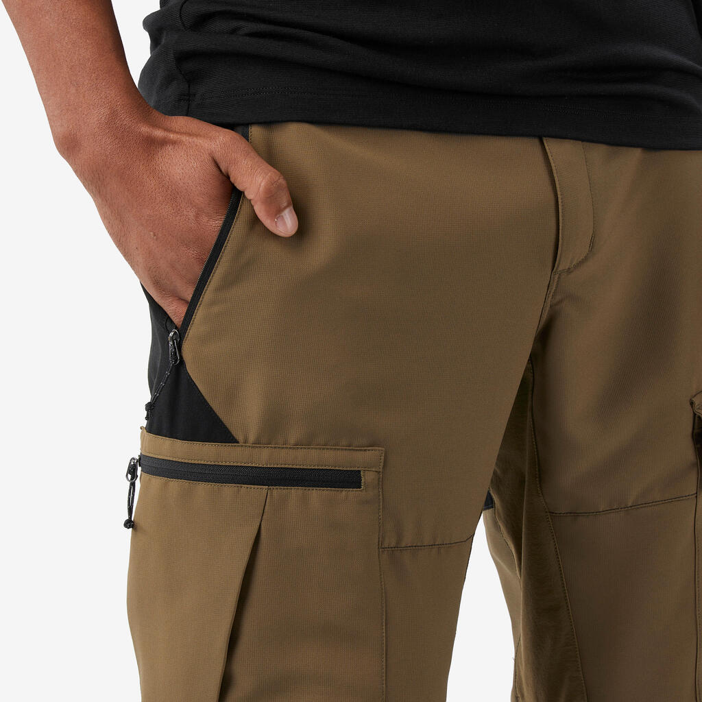 Men’s Durable Trekking Trousers, MT500 - Brown