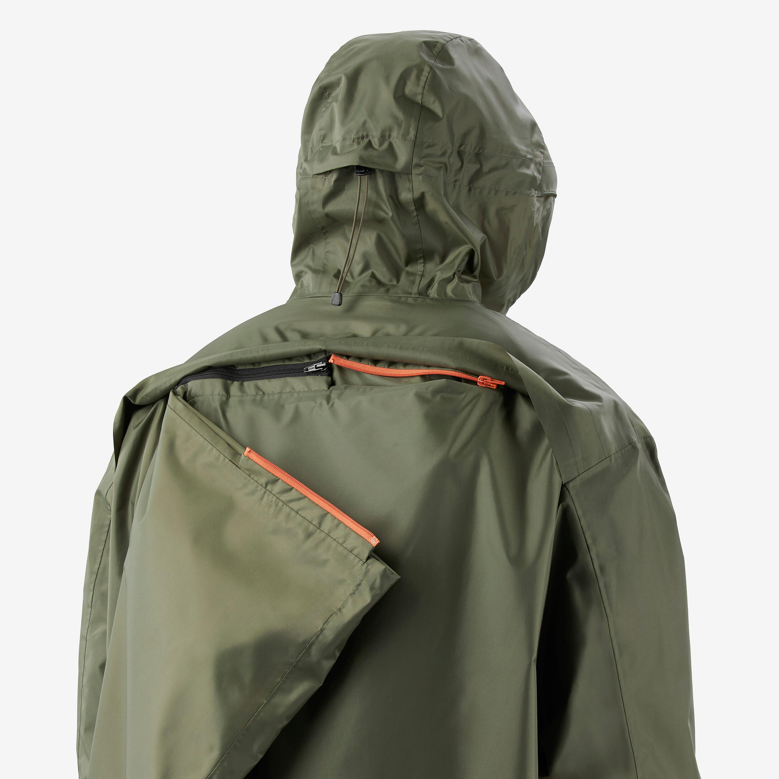 Adjustable rain and hiking poncho, 75 L max, MT900 2.0 Khaki 9/12