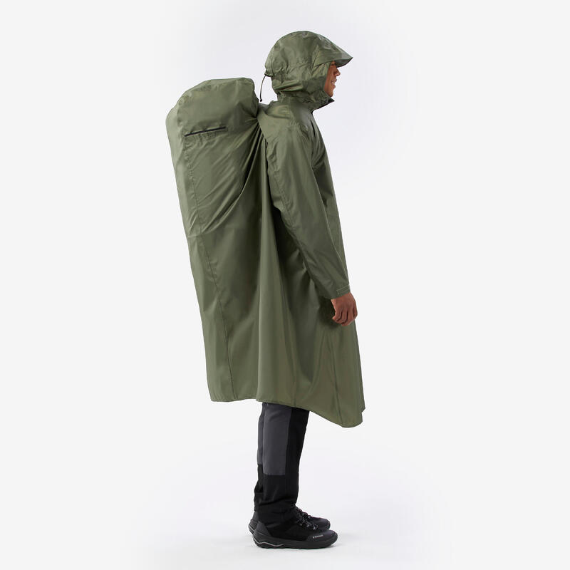 Poncho de pluie et de randonnée ajustable, 75 L max, MT900 2.0 Kaki