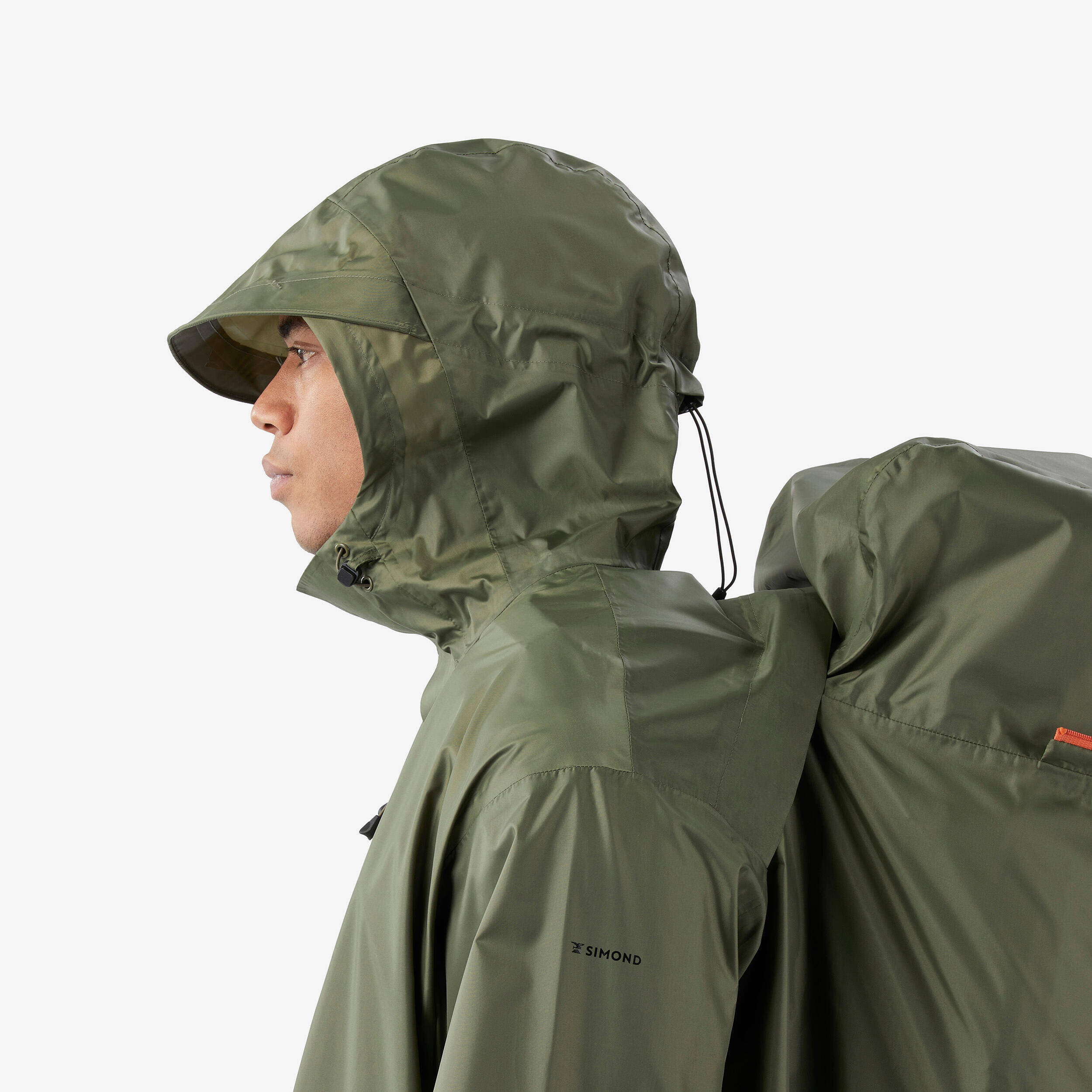 Adjustable rain and hiking poncho, 75 L max, MT900 2.0 Khaki -  3