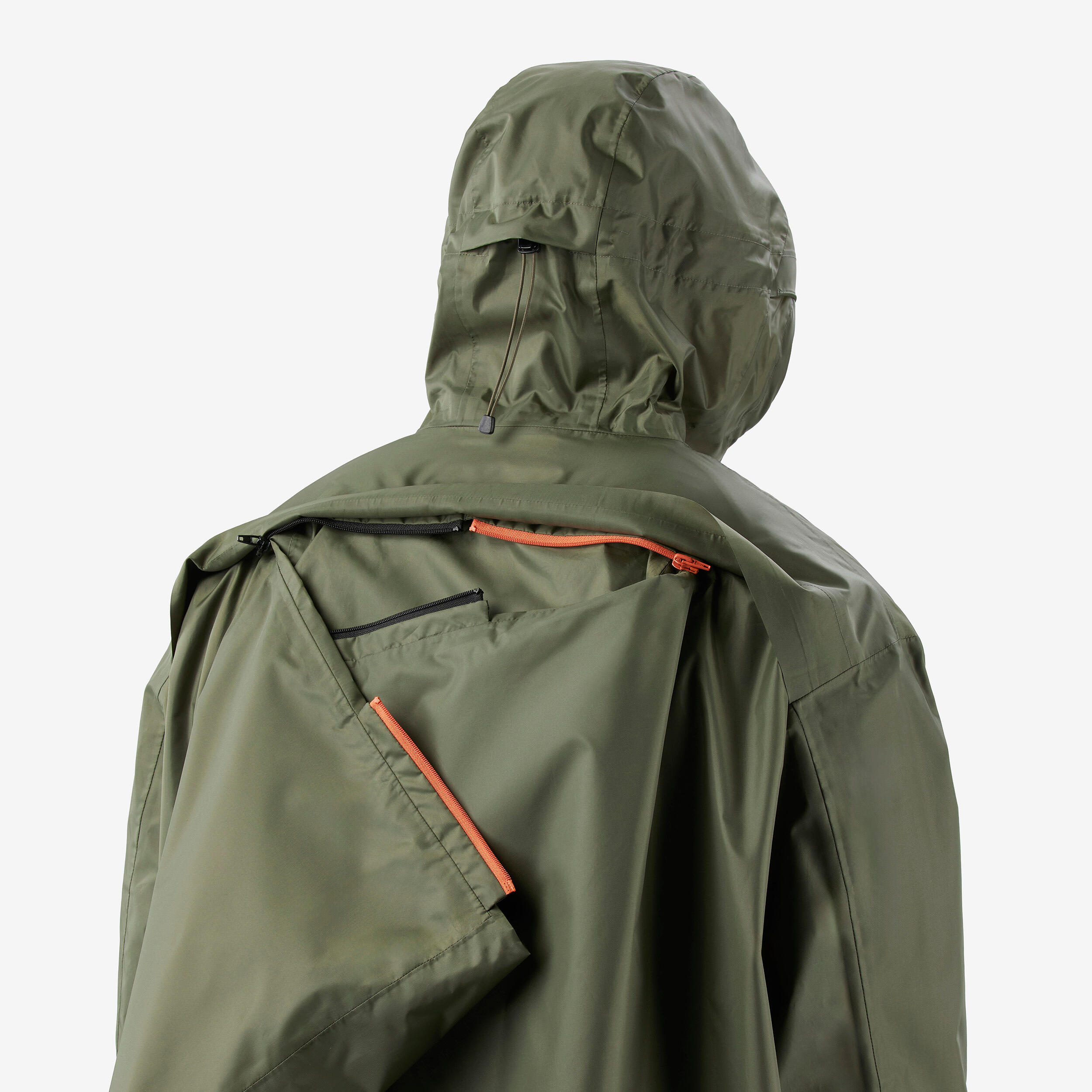 Adjustable rain and hiking poncho, 75 L max, MT900 2.0 Khaki 10/12