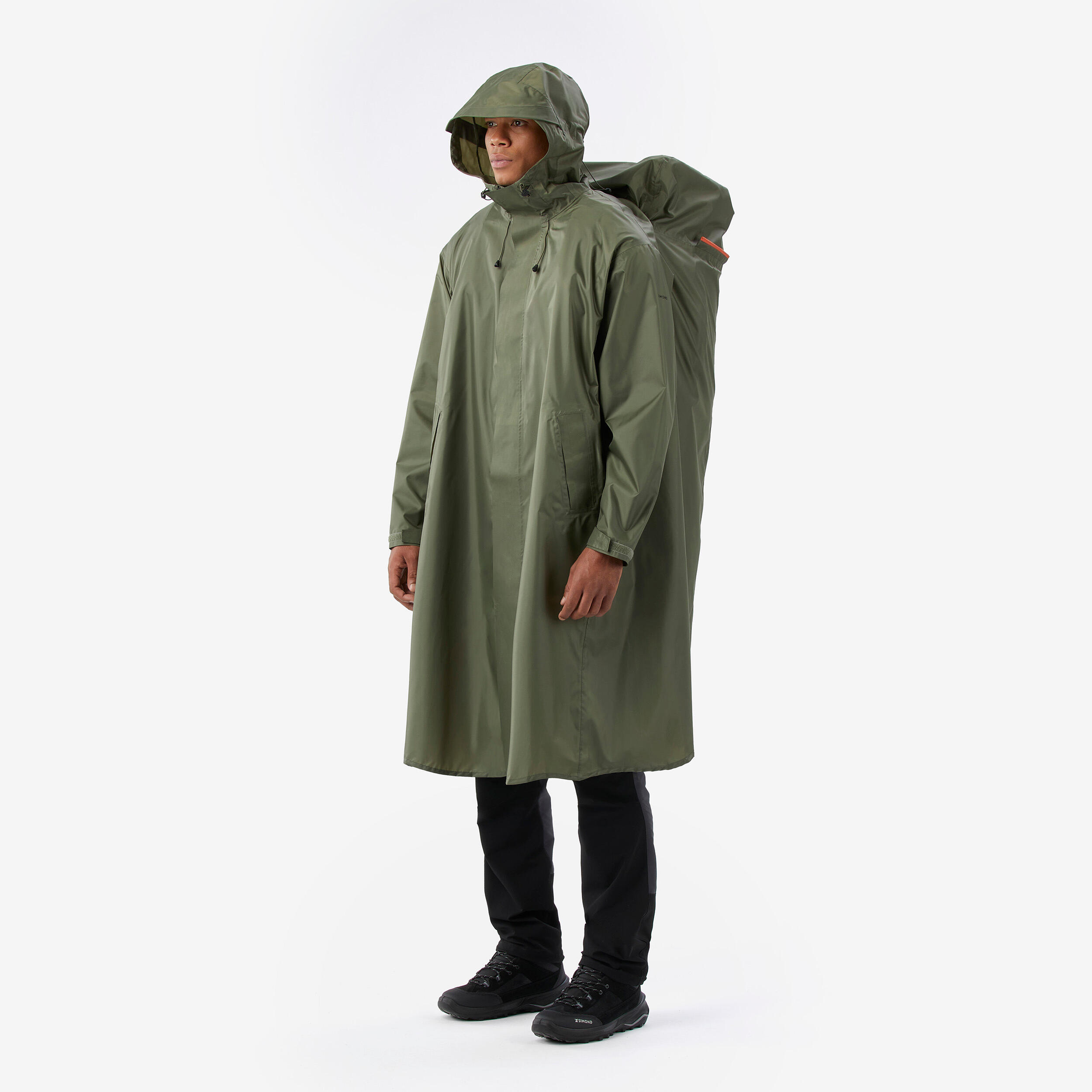 Adjustable rain and hiking poncho, 75 L max, MT900 2.0 Khaki 3/12