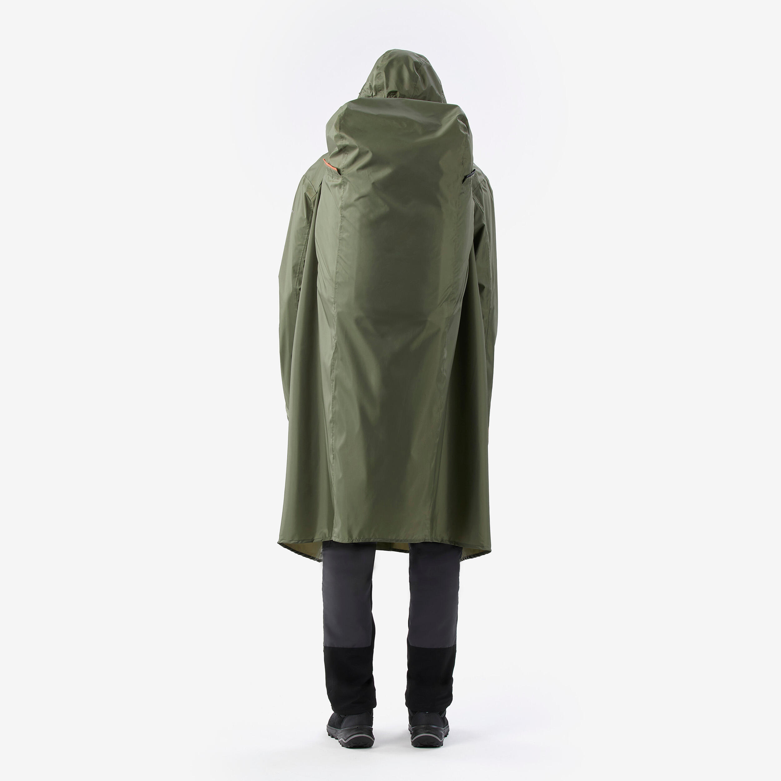 Adjustable rain and hiking poncho, 75 L max, MT900 2.0 Khaki 7/12
