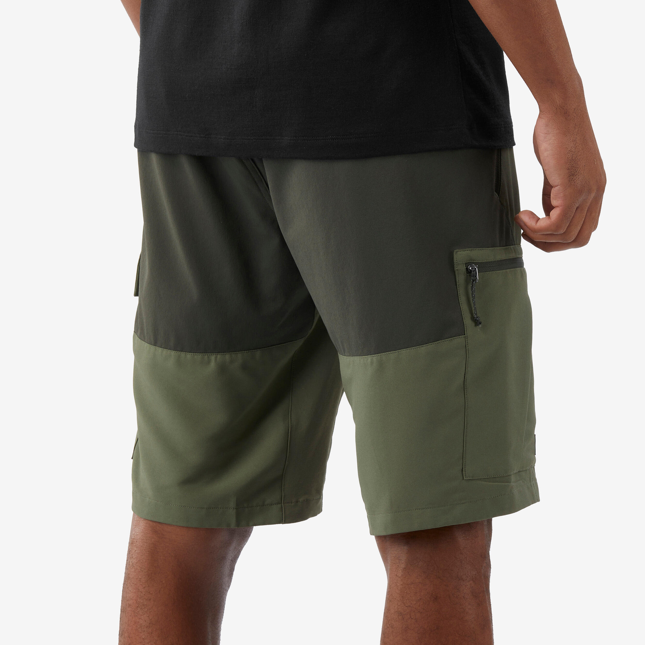 Men's durable khaki trekking shorts, MT500