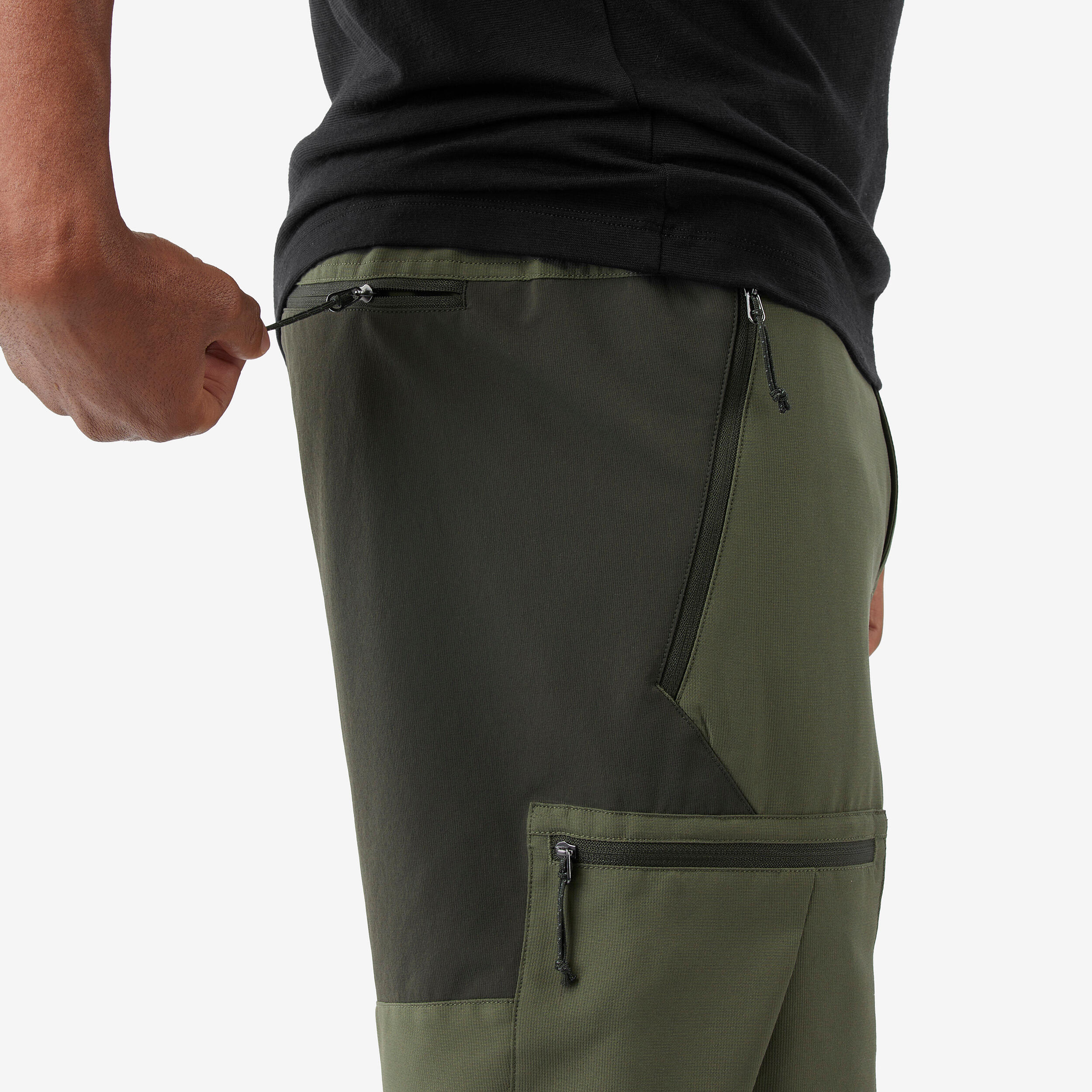 Men's durable khaki trekking shorts, MT500 6/8