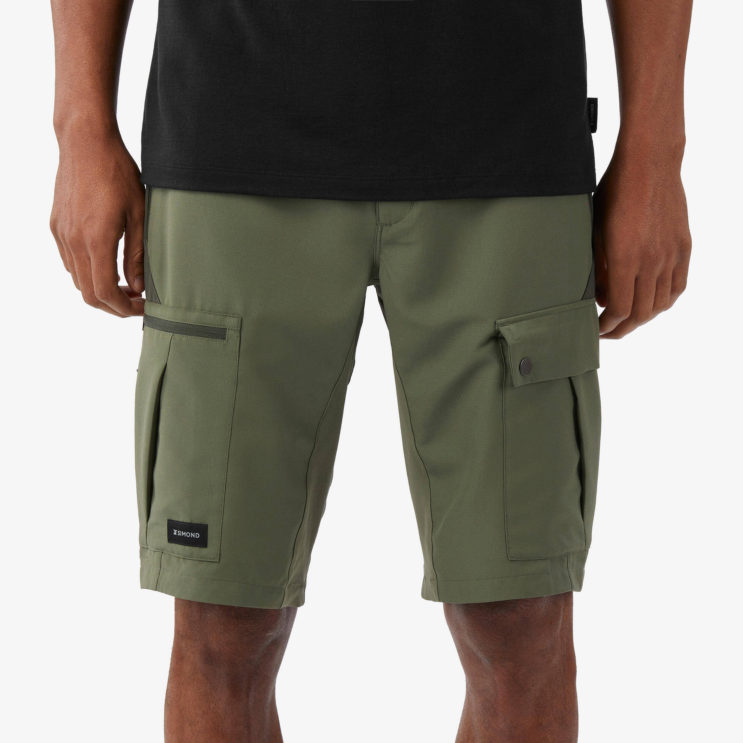 Men's durable khaki trekking shorts, MT500 -  2