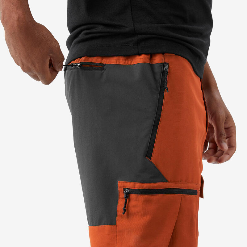 Pantalon Scurt Rezistent Trekking MT500 Portocaliu Bărbați