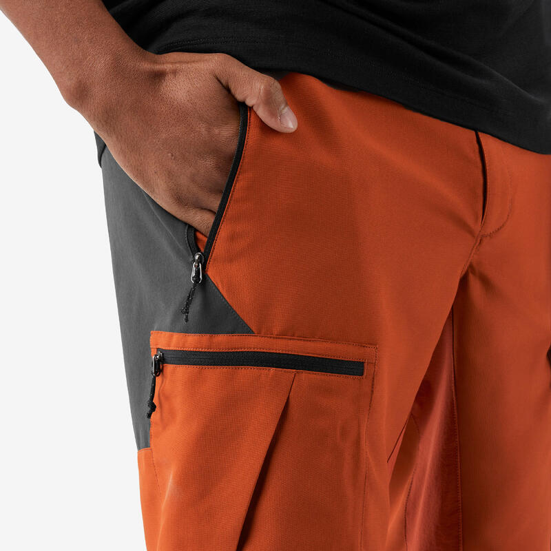 Pantalon Scurt Rezistent Trekking MT500 Portocaliu Bărbați