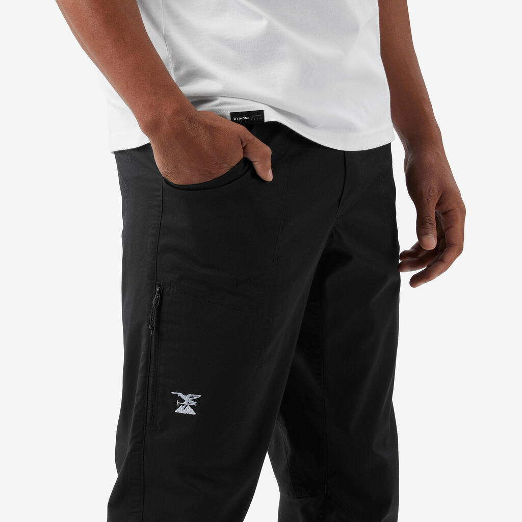 Crne muške pamučne pantalone za penjanje VERTIKA