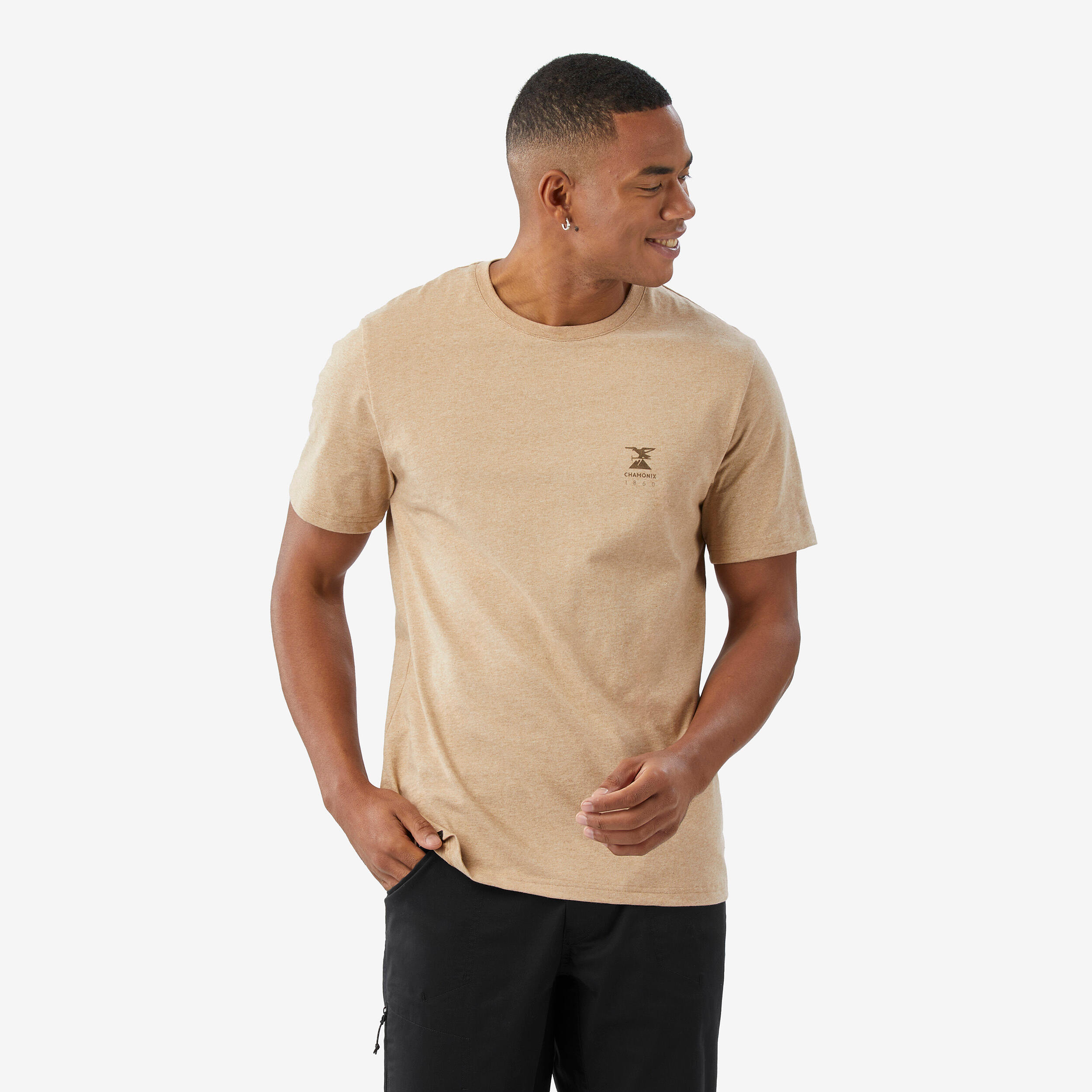 T-shirt de escalada resistente homem, vertika greige