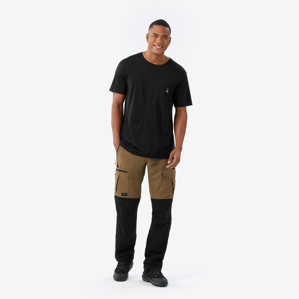 Majica kratkih rukava od 100% merino vune muška - crna