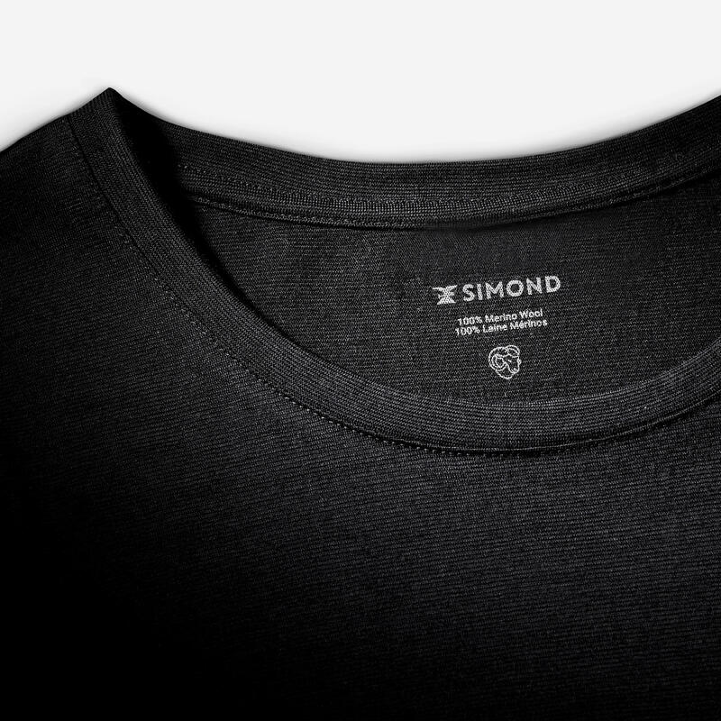 T-shirt manches courtes 100 % laine mérinos homme, Merino 100% noir