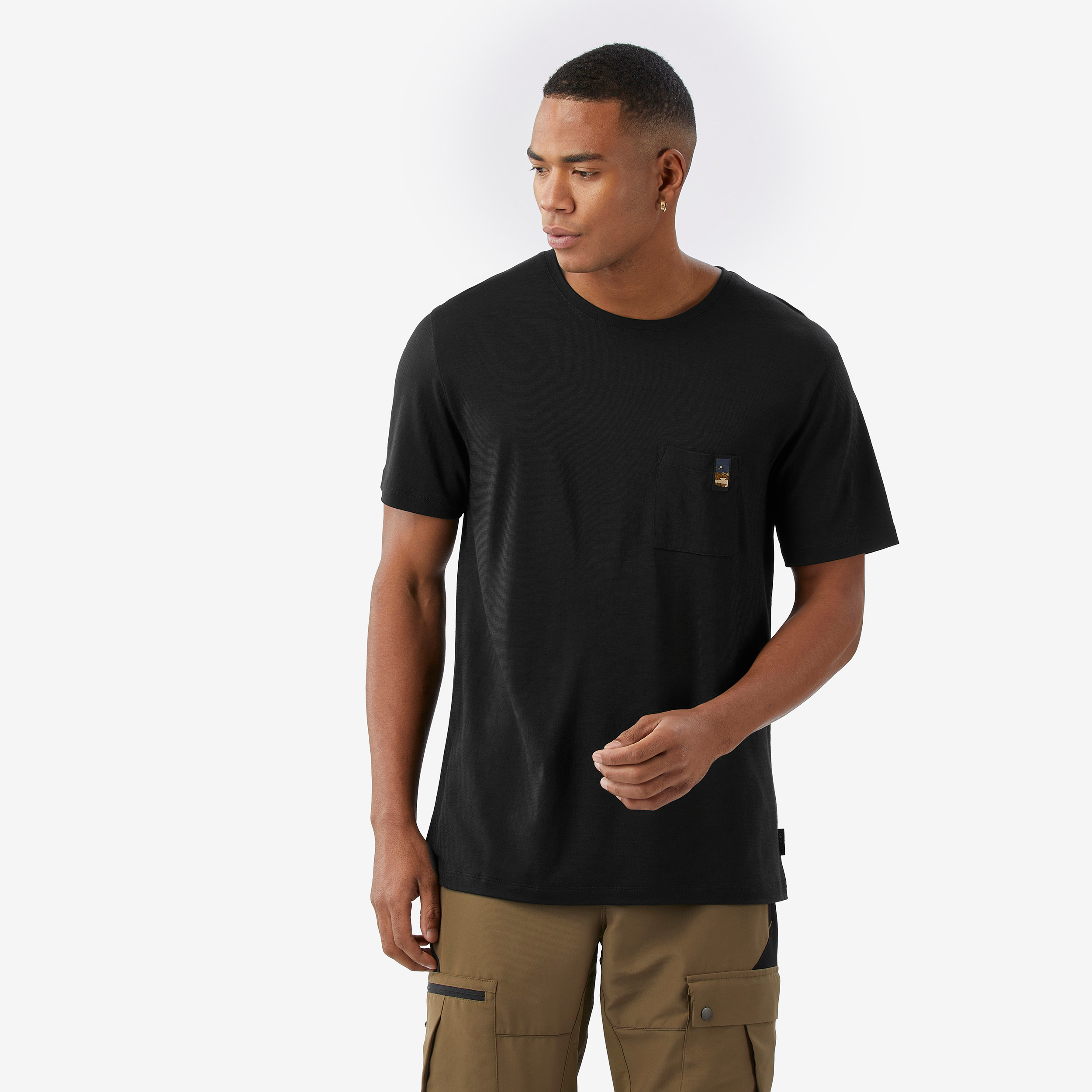 T-shirt manches courtes 100 % laine mérinos homme, merino 100% noir - Randonnée - Trek - FORCLAZ- Clubs - Entreprises - Collectivités - Associations