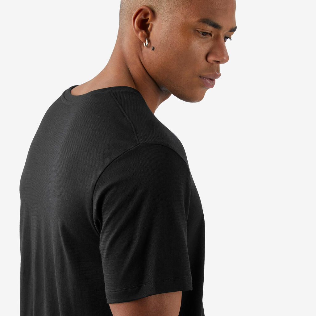 Majica kratkih rukava od 100% merino vune muška - crna