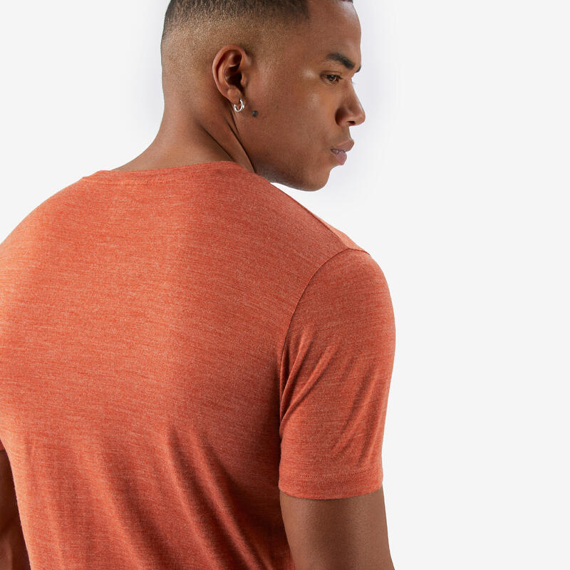 T-shirt manches courtes de trek en laine mérinos homme, Merino Fresh marron