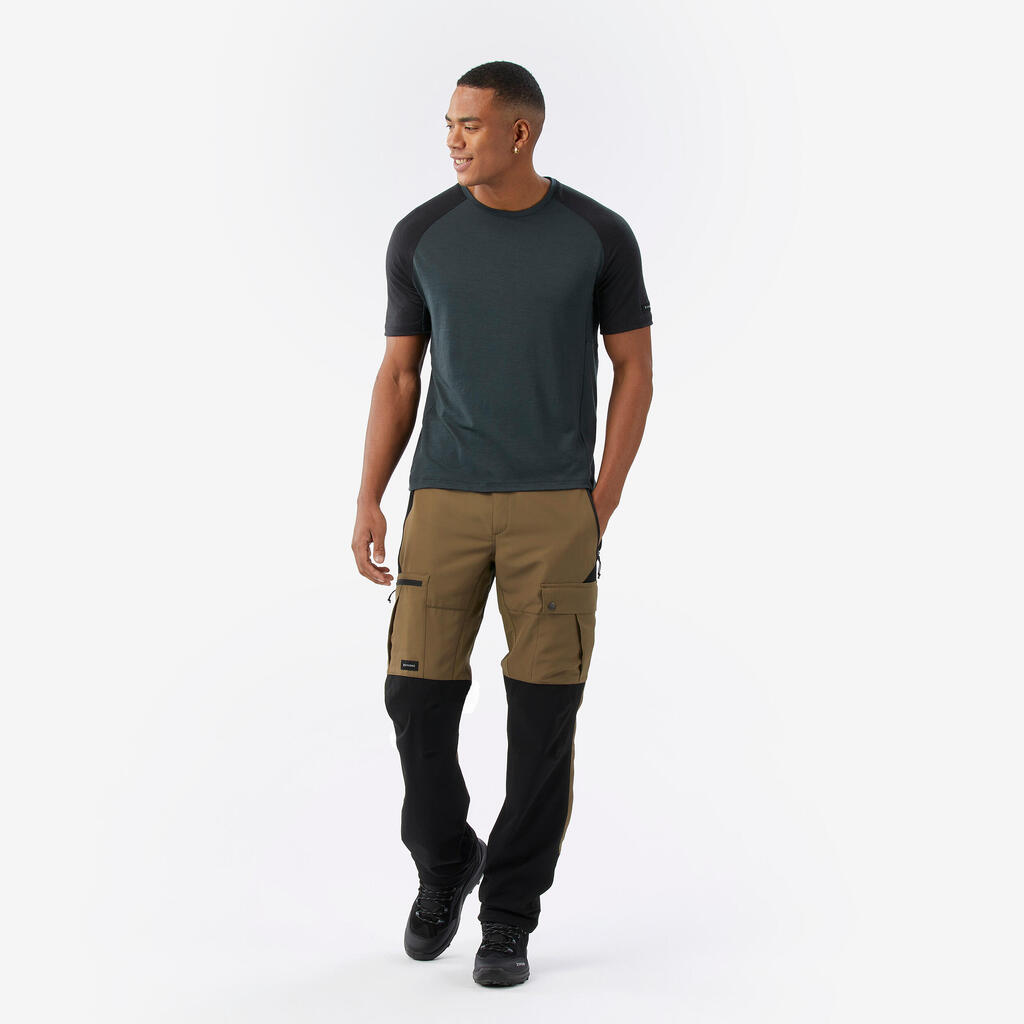 Majica kratkih rukava od merino vune muška - kaki