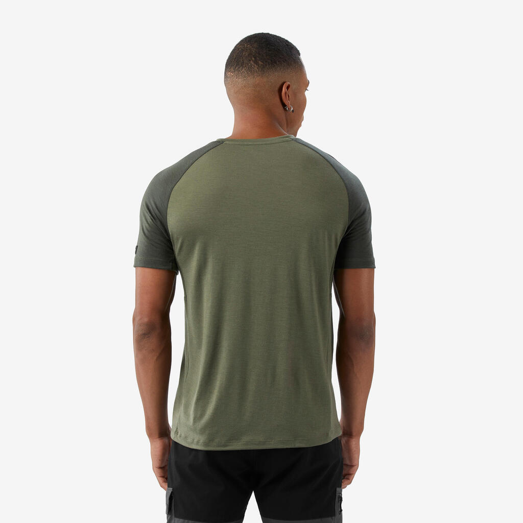 Ανδρικό κοντομάνικο t-shirt από μαλλί merino - Χακί