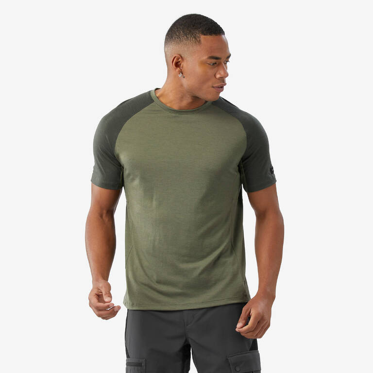 Men's Merino wool short-sleeved Merino Wool T-shirt-Khaki