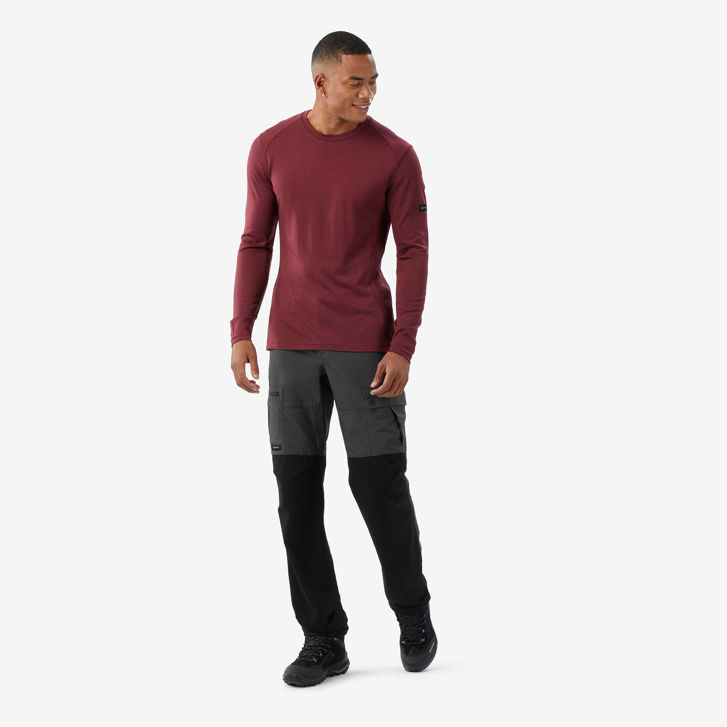 Camiseta de montaña y trekking manga larga lana merino Hombre Simond MT500 3/6