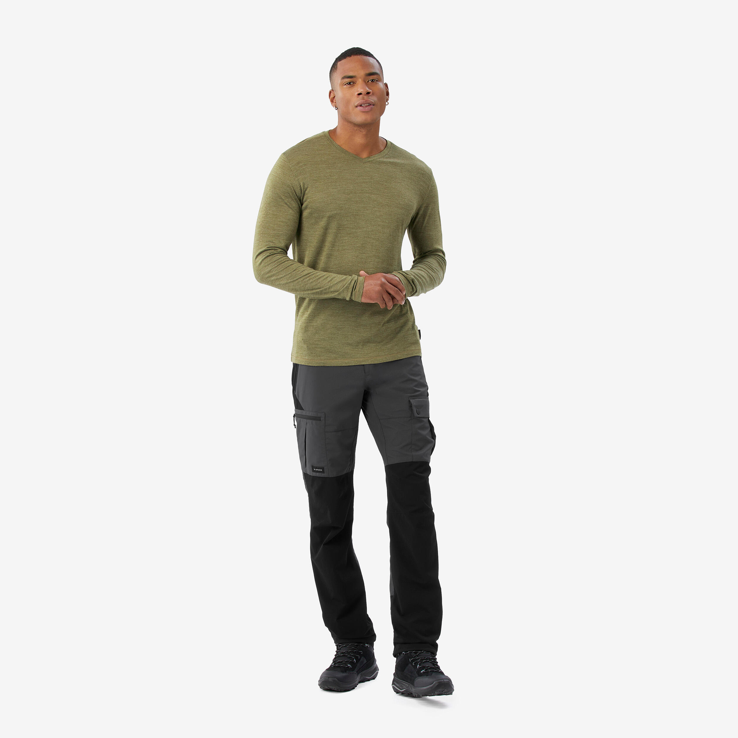 Camisola de trekking em lã de merino Homem, Merino Fresh verde 2/7