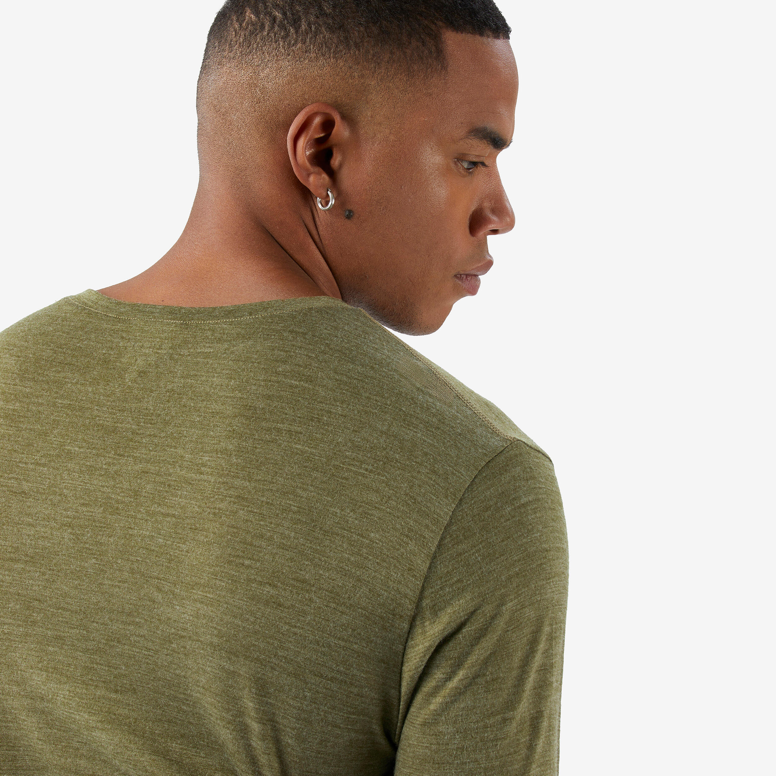 Camisola de trekking em lã de merino Homem, Merino Fresh verde 5/7