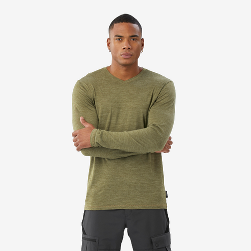 T-shirt manches longues de trek en laine mérinos homme, Merino Fresh vert
