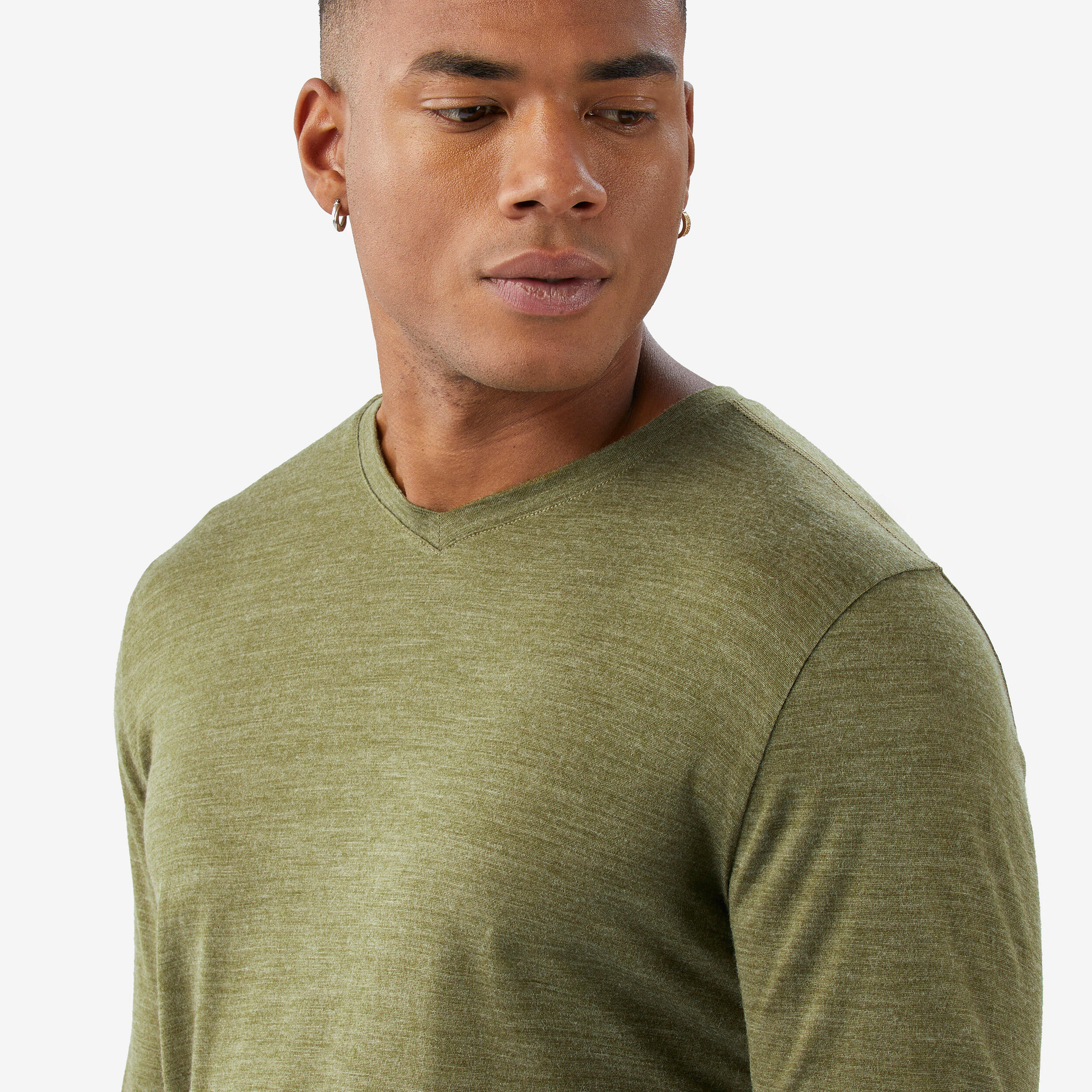 Camisola de trekking em lã de merino Homem, Merino Fresh verde 3/7