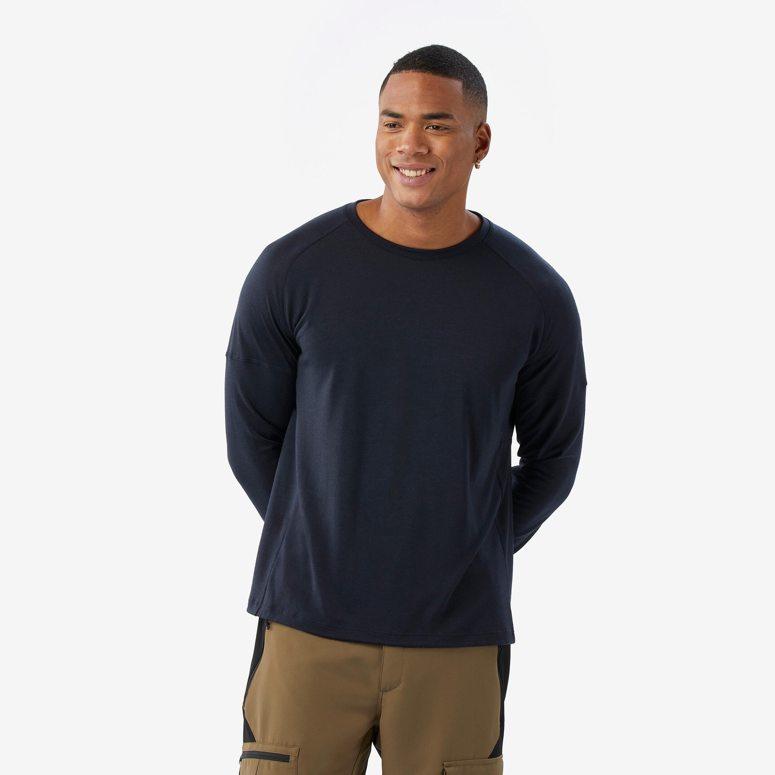 Men's long-sleeved t-shirt, Merino Resist navy blue