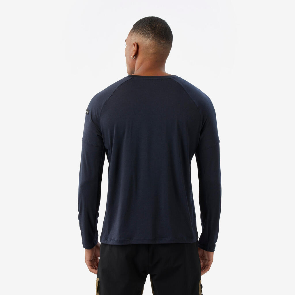 T-shirt manches longues en laine mérinos homme, Merino Resist bleu marine