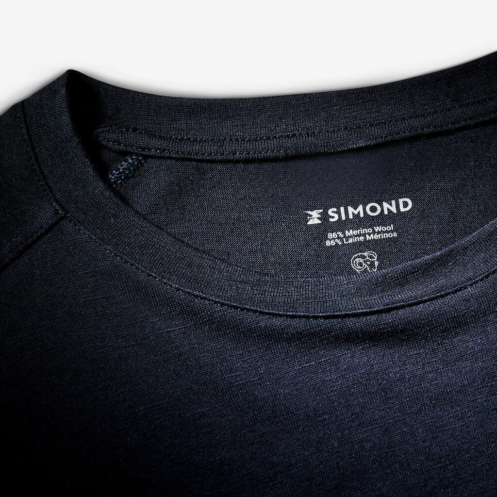 T-shirt manches longues en laine mérinos homme, Merino Resist bleu marine