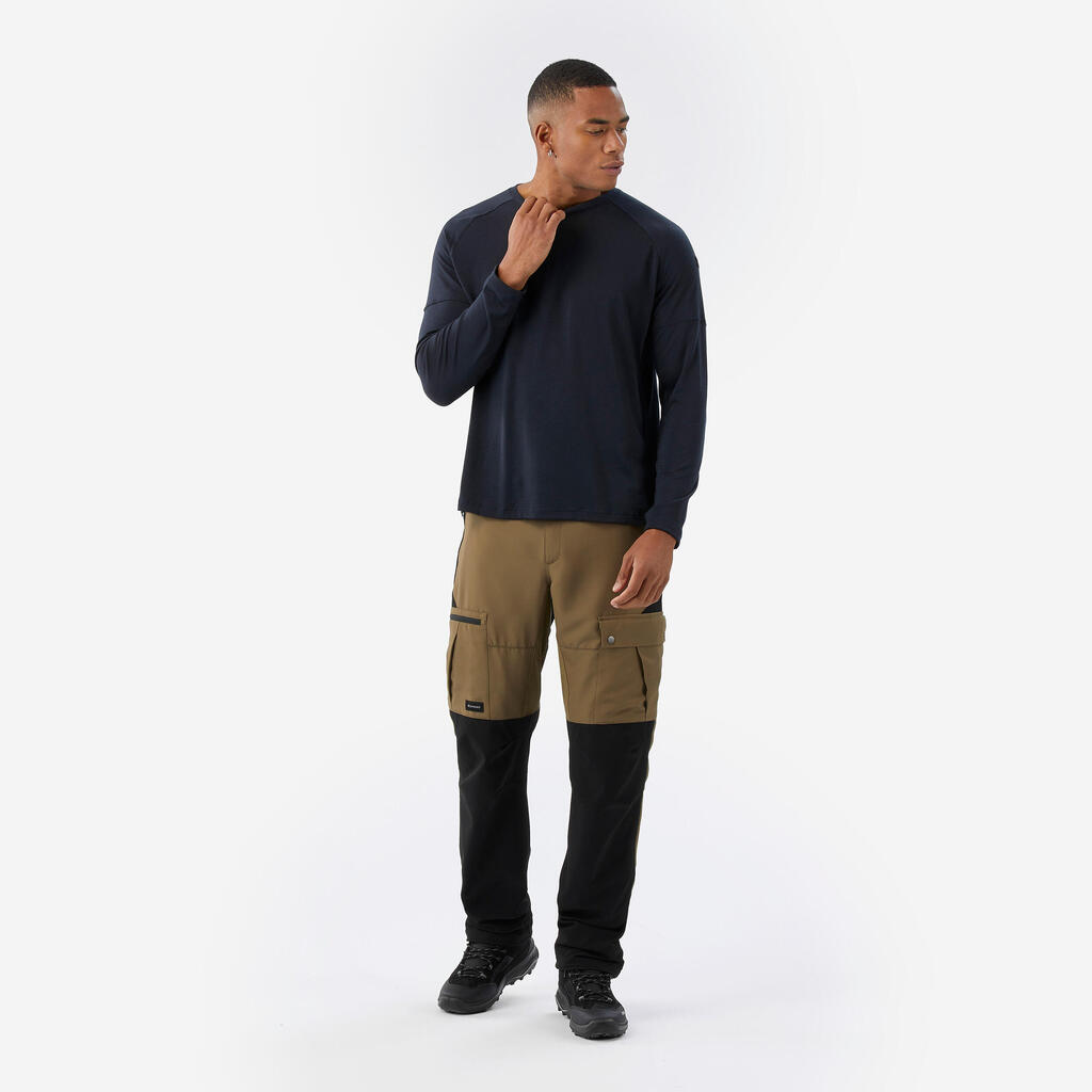 T-shirt manches longues en laine mérinos homme, Merino Resist bleu marine