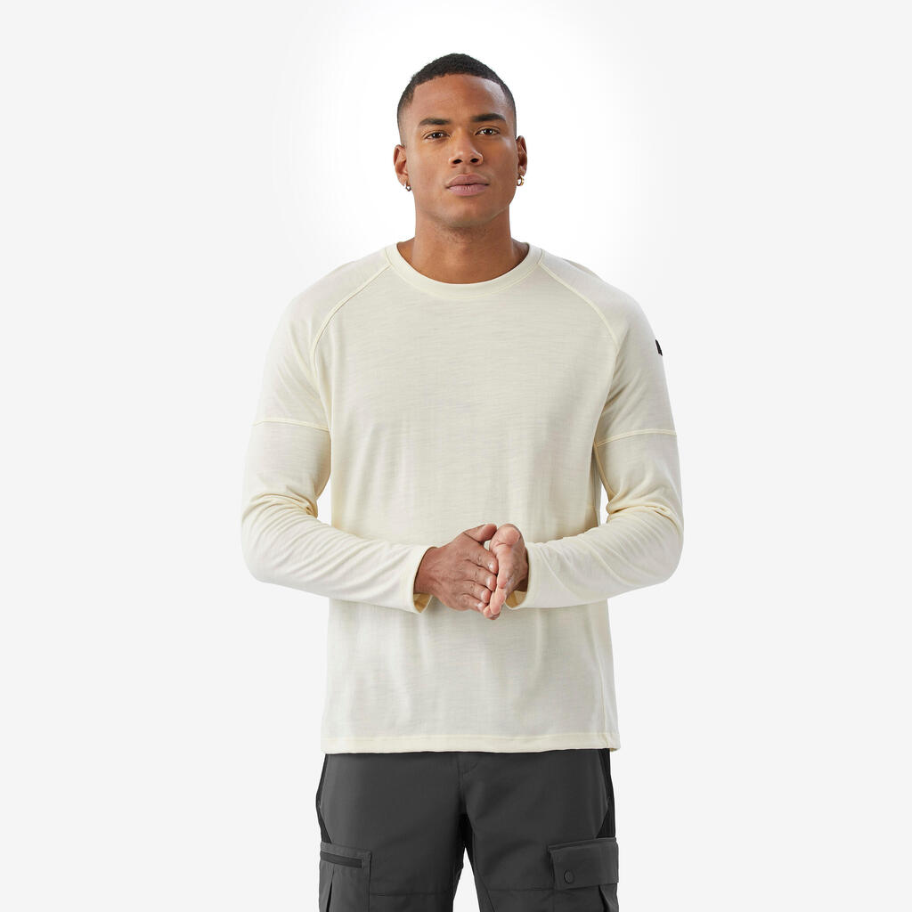 Ανδρικό μακρυμάνικο t-shirt, Merino Resist φυσικό