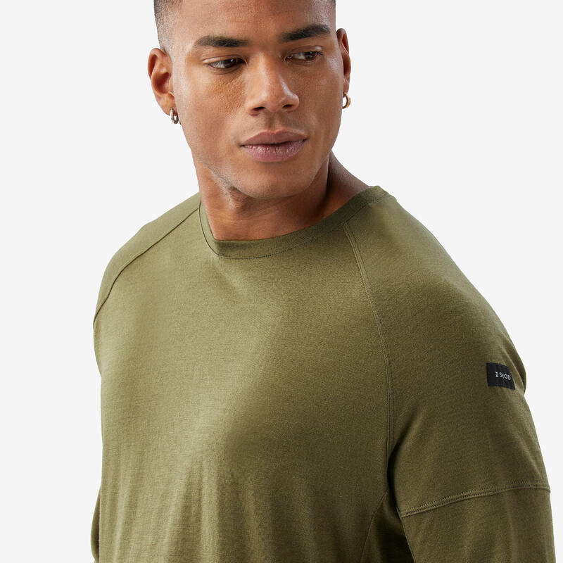 T-shirt manches longues en laine mérinos homme, Merino Resist vert
