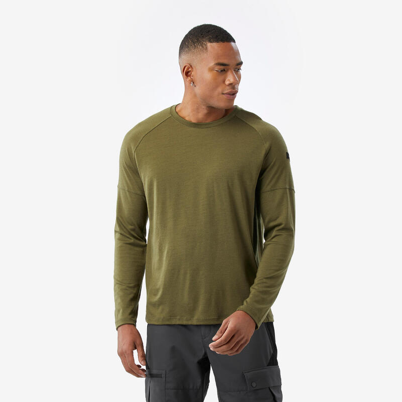 Camisola em lã de merino resistente, homem Merino Resist verde