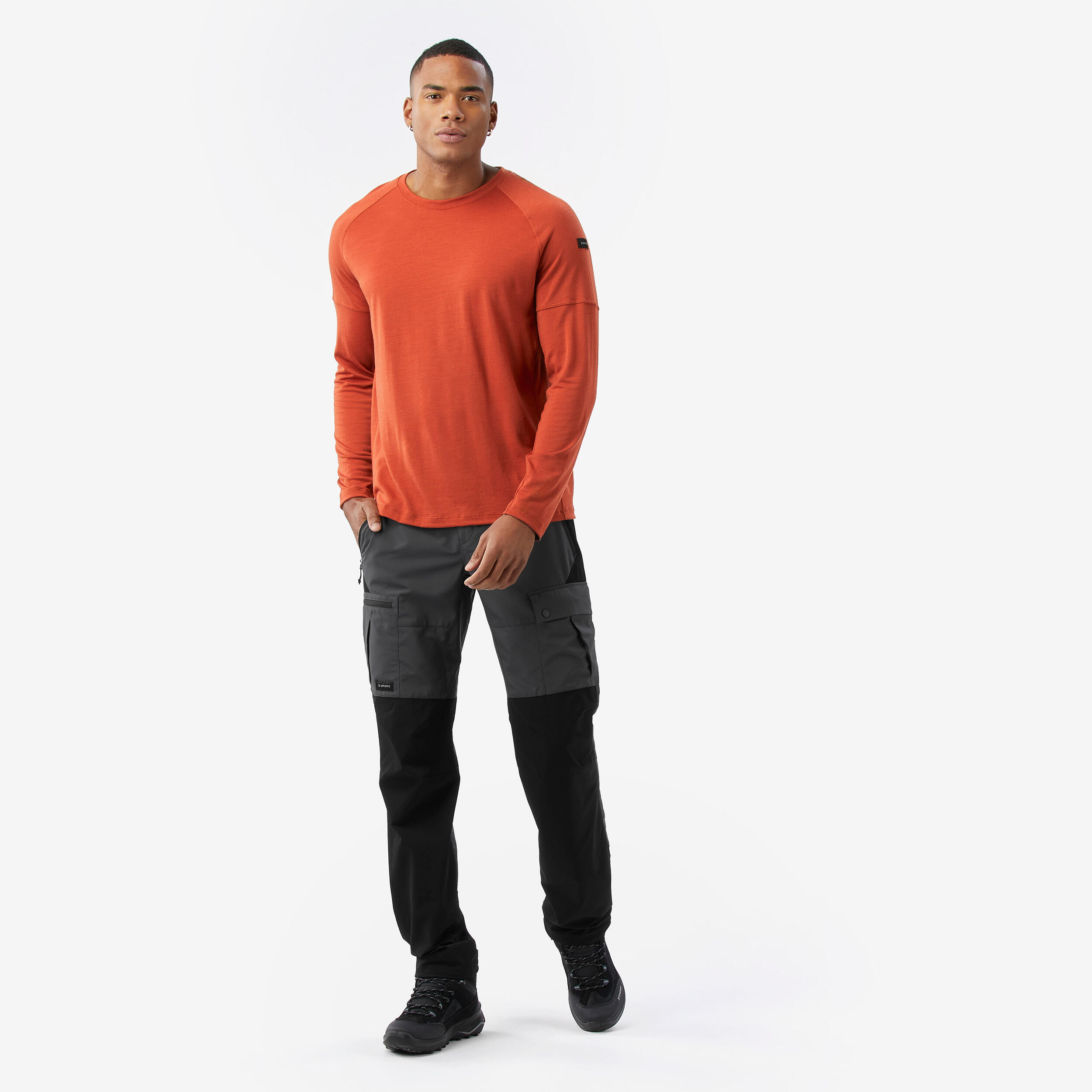 Camisola em lã de merino resistente, homem Merino Resist castanho 2/7