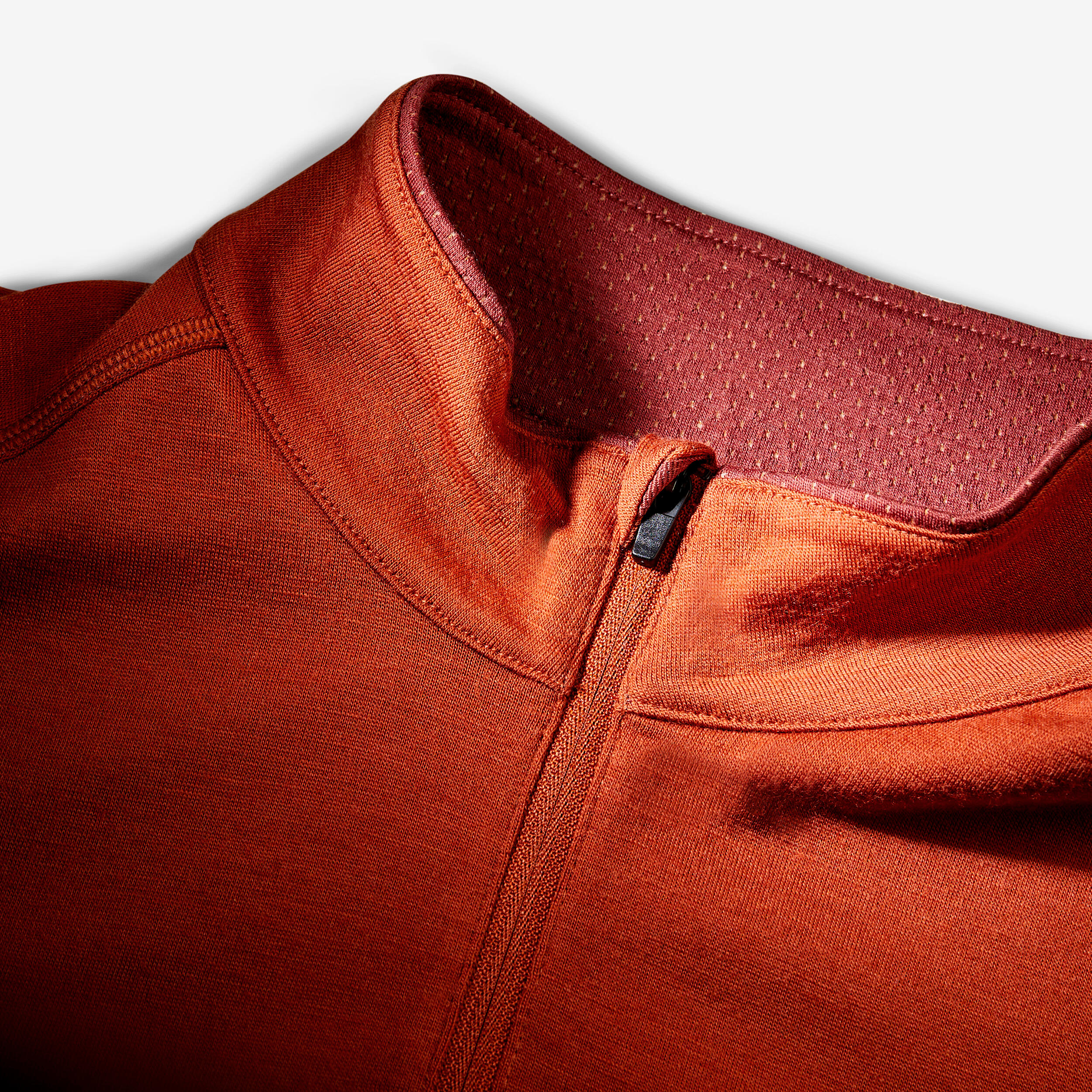 T-shirt manches longues à col zip en laine mérinos homme, Merino Resist marron 6/8