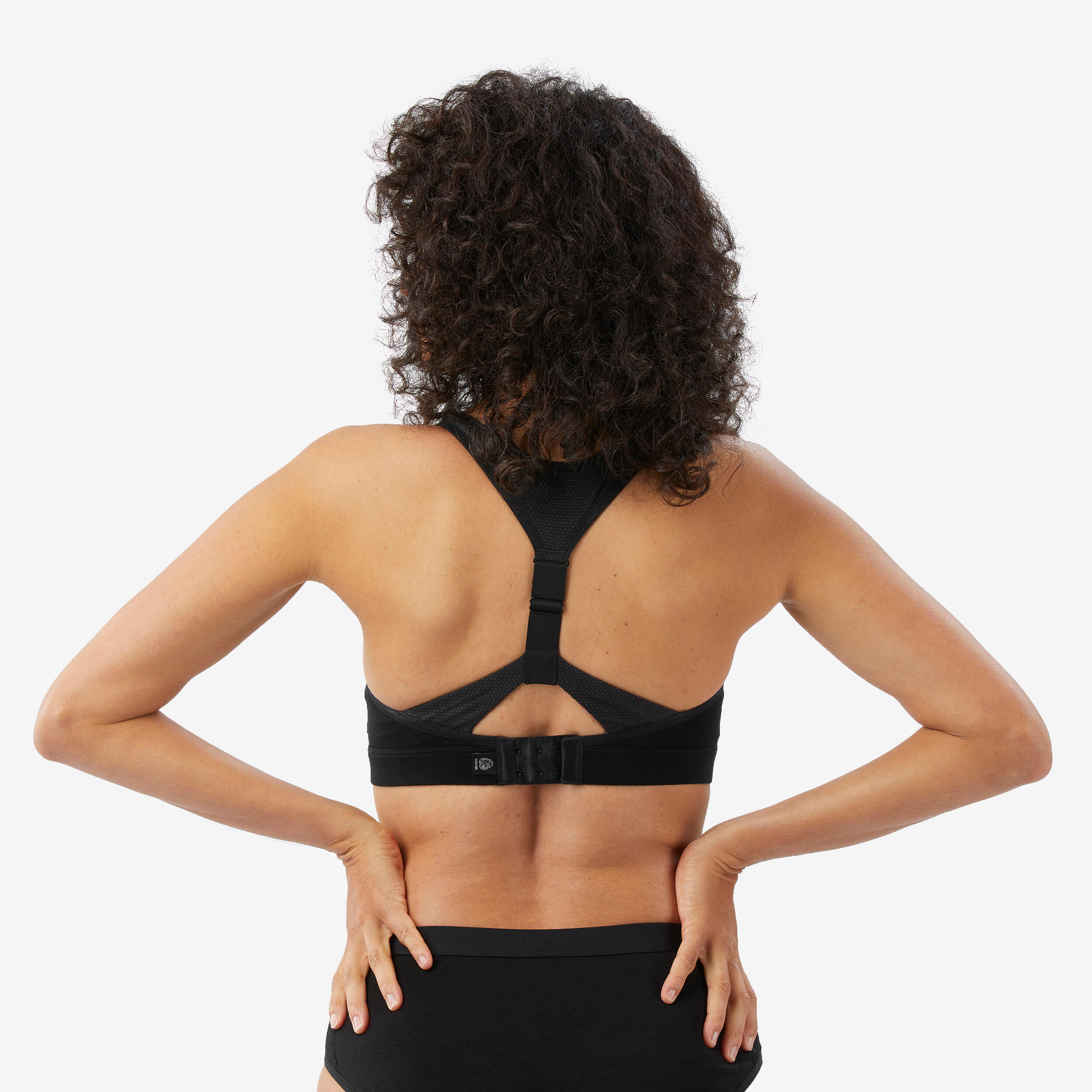 Brassière de randonnée en laine mérinos - Trek 500 noir 4/8