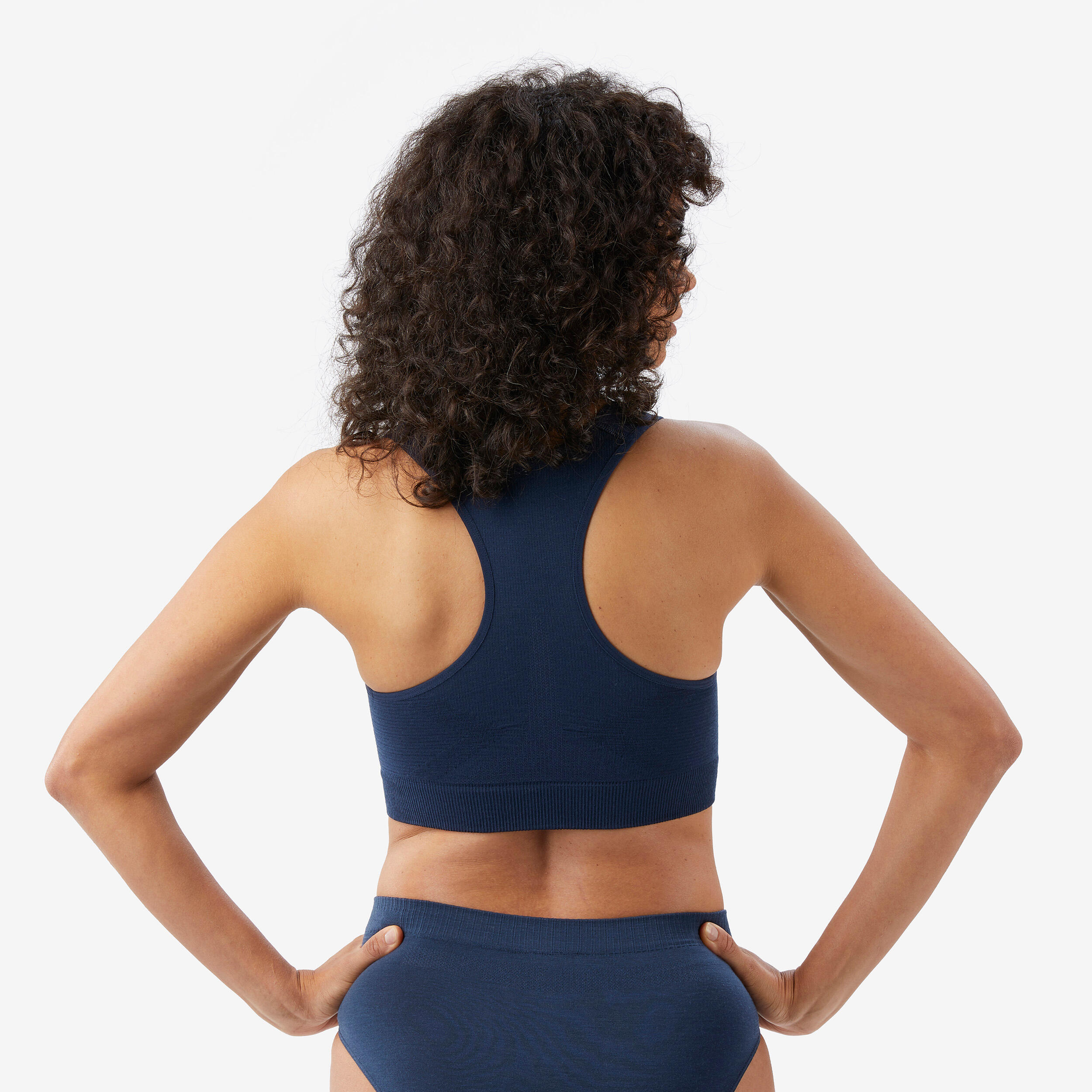 Sport-Bustier Damen Merinowolle Wandern - MT900 blau 4/8